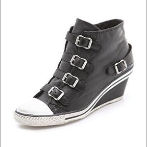 Ash leather wedge sneakers with buckles